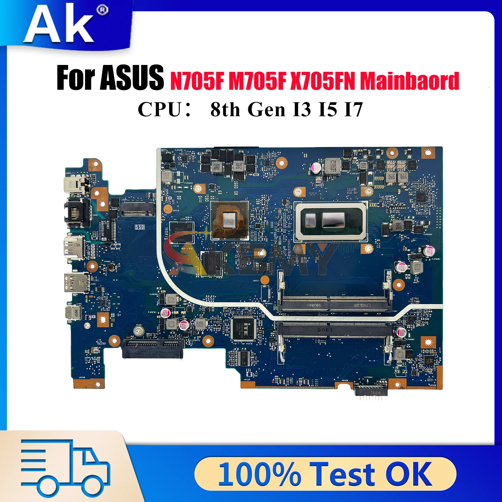 

X705FN Laptop Motherboard For ASUS VivoBook N705F X705FN M705F X705F Notebook Mainboard With I3 I5 I7 CPU tests OK fast shipping