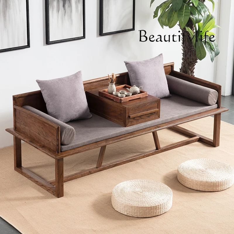 Nordic Chinese Style Solid Wood Simplicity Zen Sofa Chaise Longue