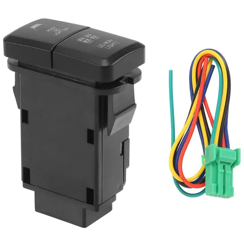 AU33-12V Car Dual LED Light Bar Blue/Green On-Off Push Switch Button For Toyota Prado Reiz Hilux Landcruiser Light Button