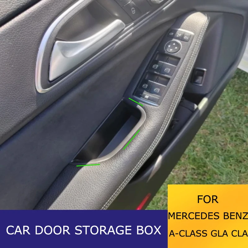 Caja de almacenamiento para reposabrazos de puerta de coche, accesorios de bandeja organizadora para mercedes-benz A CLA GLA Class W176 X156 C117 X117 LHD