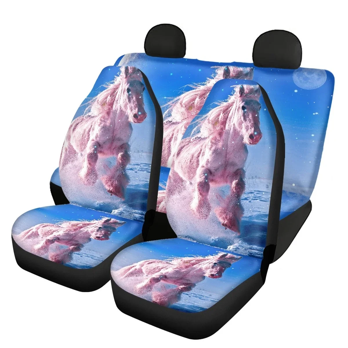 Fantasy Colorful Horse Elastic Remove Car Seat Cover Front and Back Car Seat Cushion Covers Heavy-Duty Nonslip General Accessory