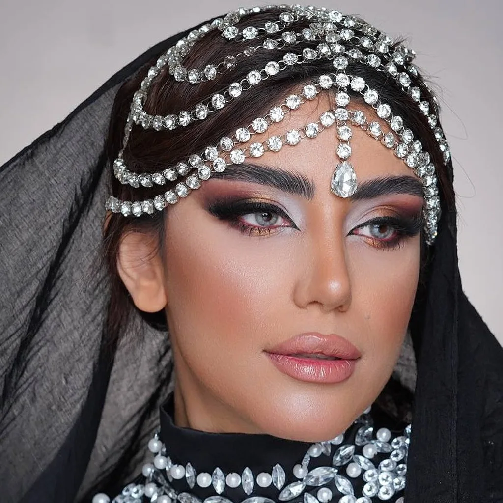 Exotic New Style Waterdrop Hairband Multi-layer Rhinestone Headwear Stage Performance Accessory for Women
