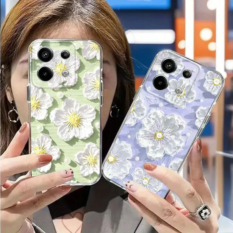 

Colored Oil Painting Flower For Xiaomi Mi Poco M8 M6 F2 F3 F4 F5 F6 X5 X6 X7 Pro Protection Transparent Phone Case