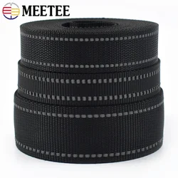 5M 20/25/38mm 1.8mm Thick Black Reflective Nylon Webbing Ribbon for Pet Collar Knapsack Belt Band Strap Tape DIY Bag Accessories