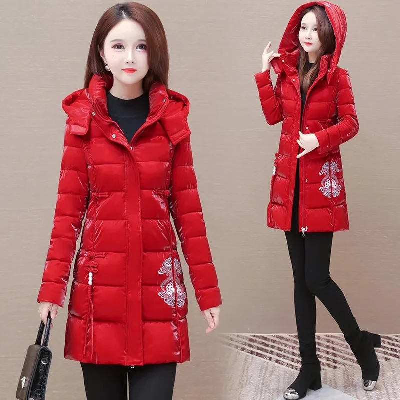 Down Cotton Coat Women's Clothing 2023 New Winter Jacket Versatile Parker Coats Female Large Size Hooded Long Warm Outerwear