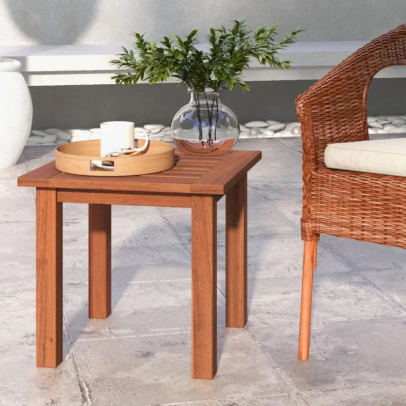 

Patio Hardwood Square Side Table with Slatted Tabletop