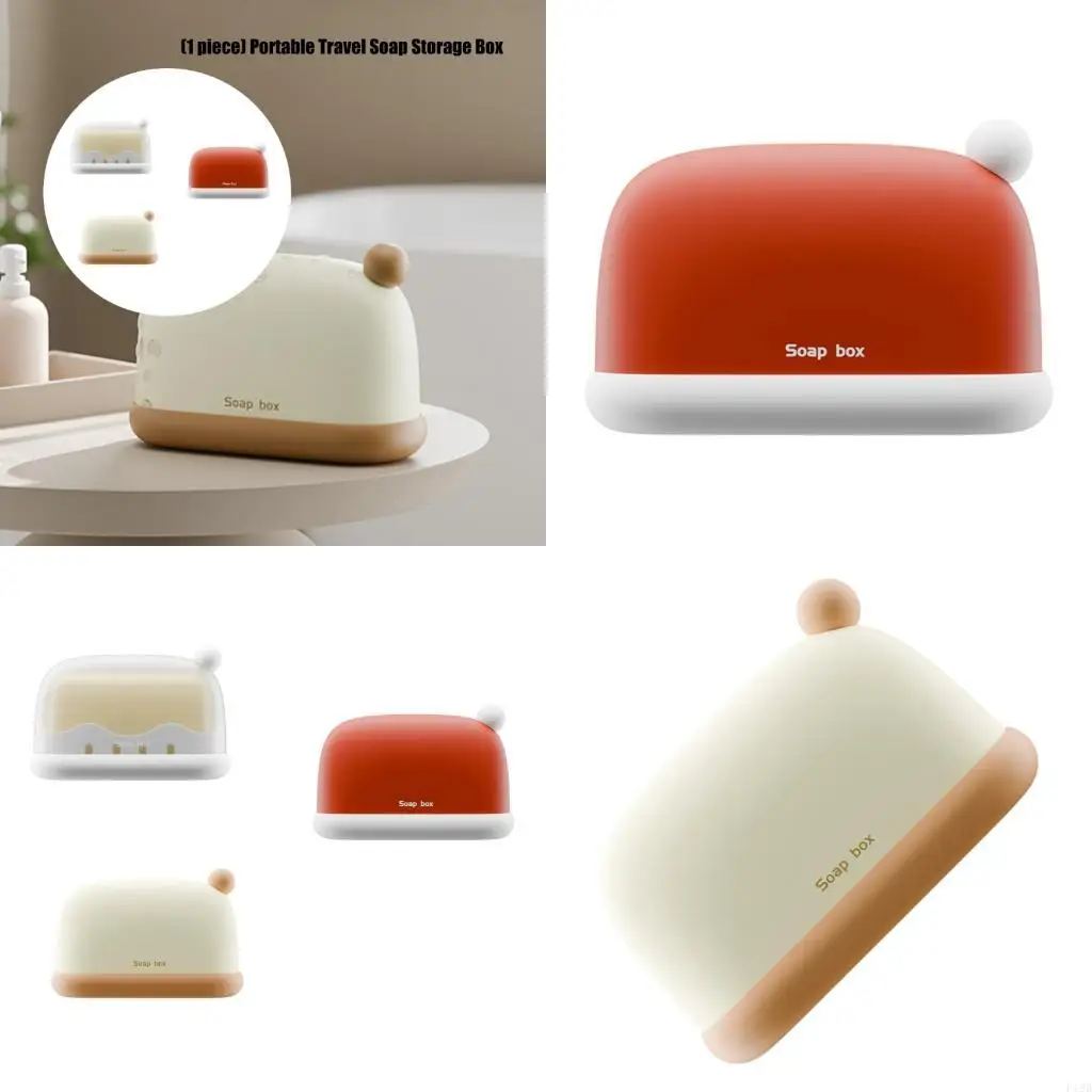 F19B Soap Container Box With Draining Base Keep Soap Dry Travel Soap Holder Soap Dish For Household Bathroom Countertop Use