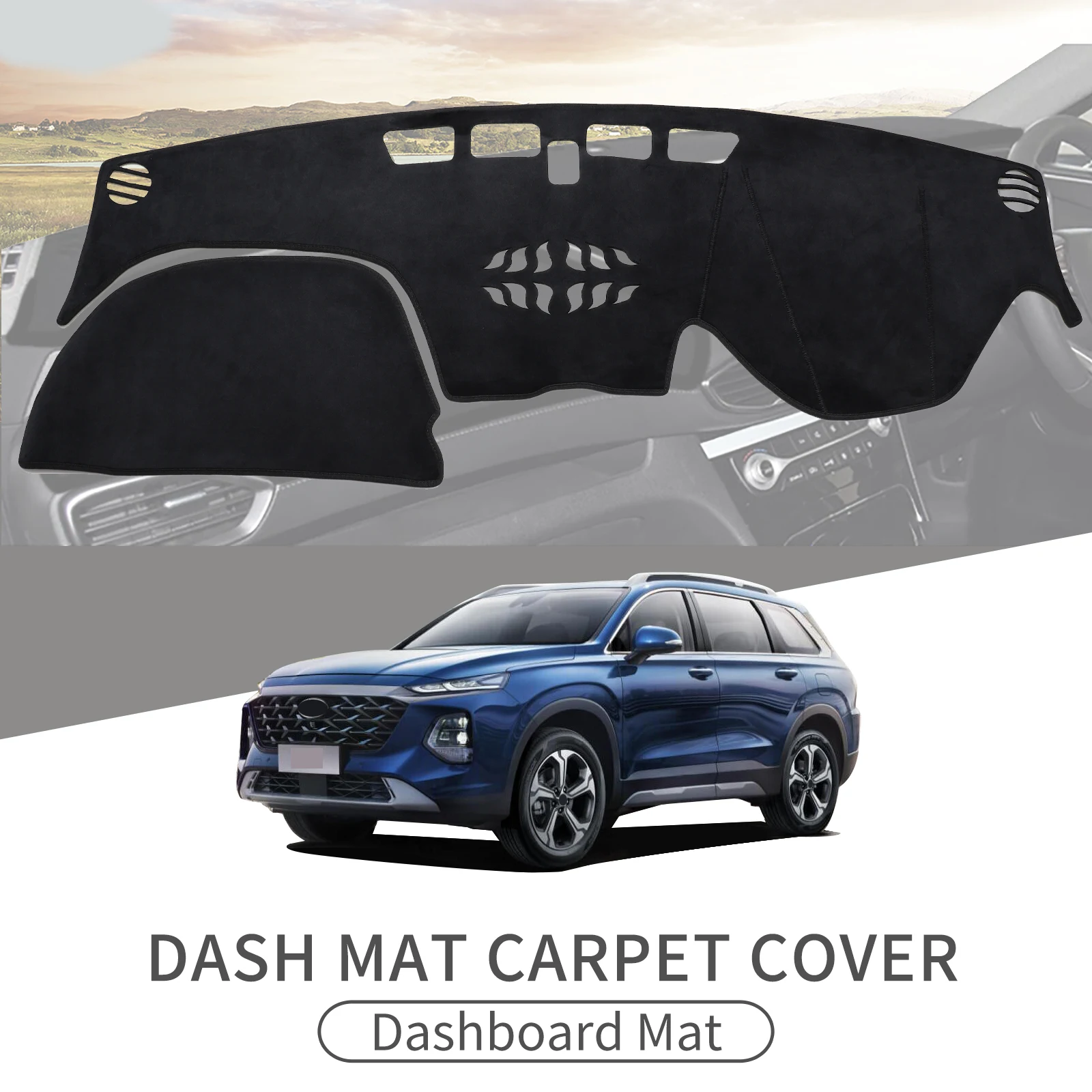 Para Hyundai Santa Fe HEV 2019 2020 2021 2022 2023 Santafe alfombrilla para salpicadero de coche alfombrilla para salpicadero alfombra protectora parasol