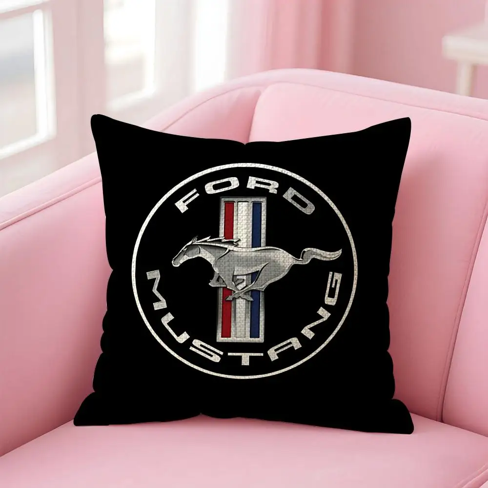 Car Fashion F-Ford M-MustangS Logo Cushion Cover Decorative Linen Throw Pillow Case Soft For Bed Sofa Car Home Decor