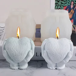 Valentine's Day Love Candle Silicone Mold 3D Handheld Heart Shaped Soap Resin Gypsum Crafts Molds DIY Chocolate Cake Baking Tool