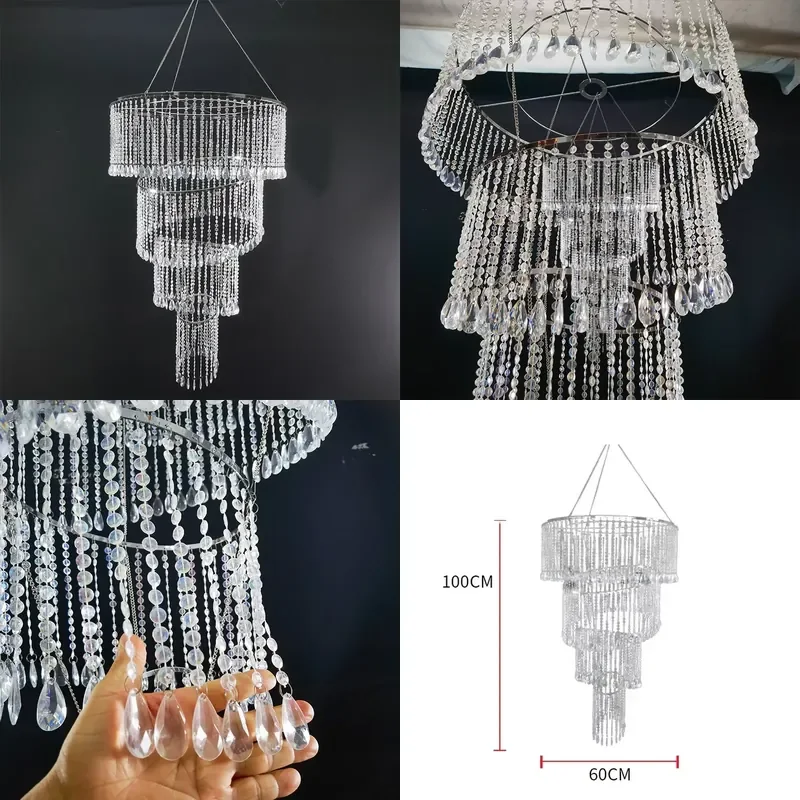 for Wedding Props Lighting Decoration Acrylic Beaded Chandelier Crystal Curtain Chandelier Party Wedding Decoration