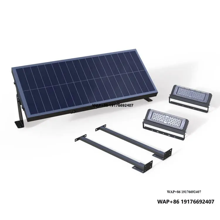 384WH IP65 Solar Powered LED Sign Light with Rotatable 50W Panel for Wall or Pole Mount Outdoor Advertising