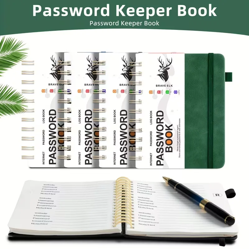 B6 Spiralgebundenes Passwortbuch mit Alphabetischen Registerkarten, Hardcover Internet-Passwort-Logbuch für Zuhause & Büro – Detail 1