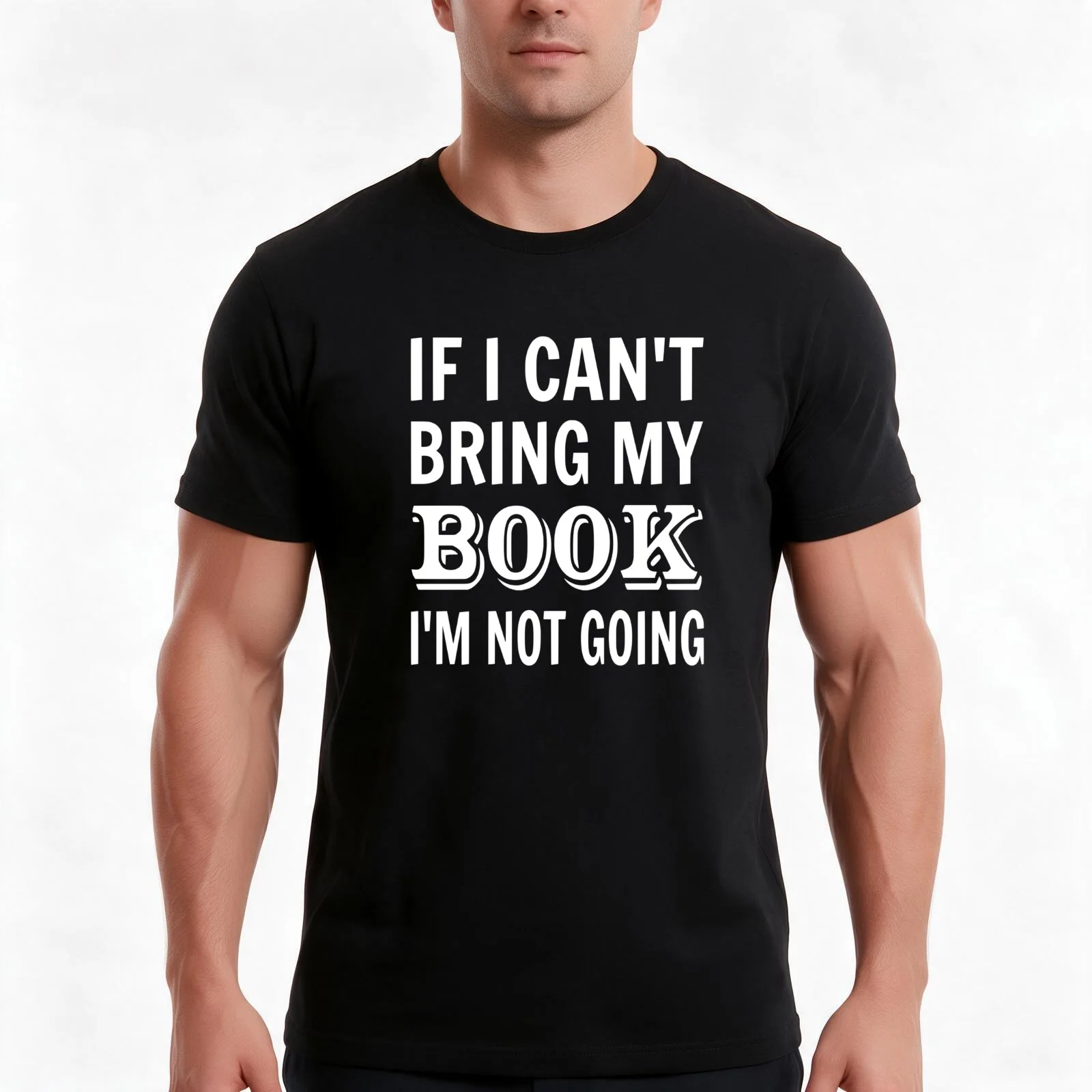 If I Can't Bring My Book I'm Not Going T-Shirt, Summer Casual Cotton Tee, Oversized Streetwear Tops, Vintage Graphic Print