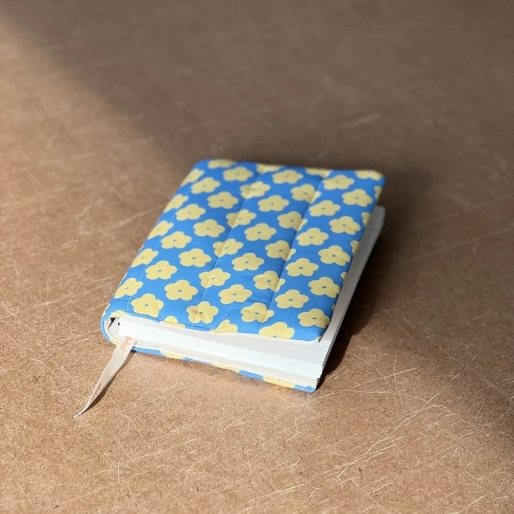 Cute Quilted Fabric Book Cover Floral Pattern Lightweight Book Protector Pouch Soft Washable Notebook Protector Reading Study