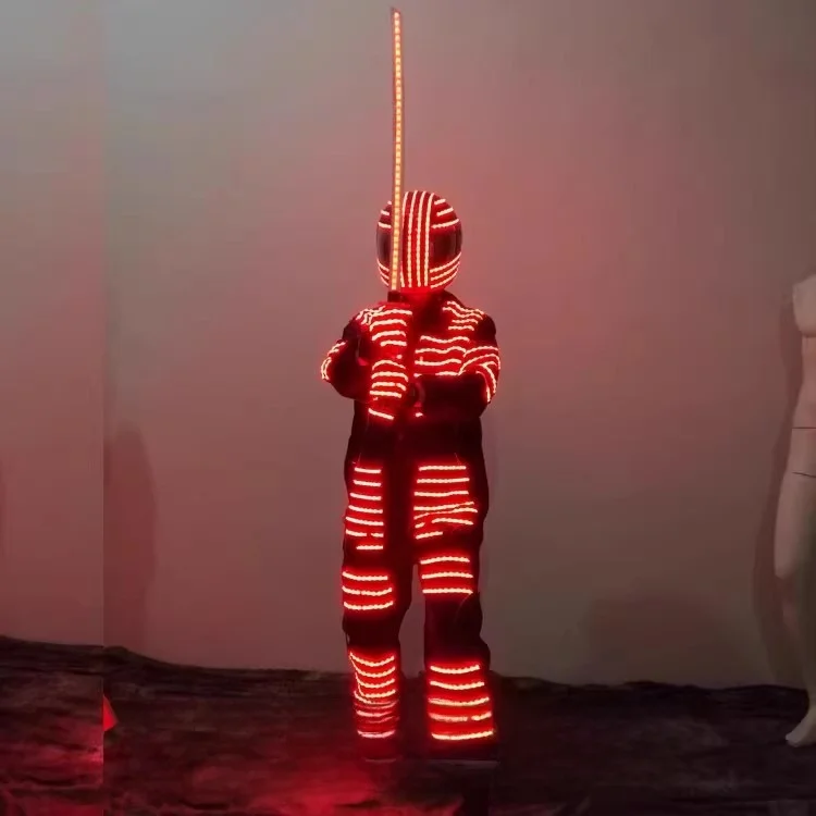 

Stage Performance Costume LED Glowing Outfit Red Battle orm Bar Aosphere Props Women's Traditional Ethnic Stage Costume