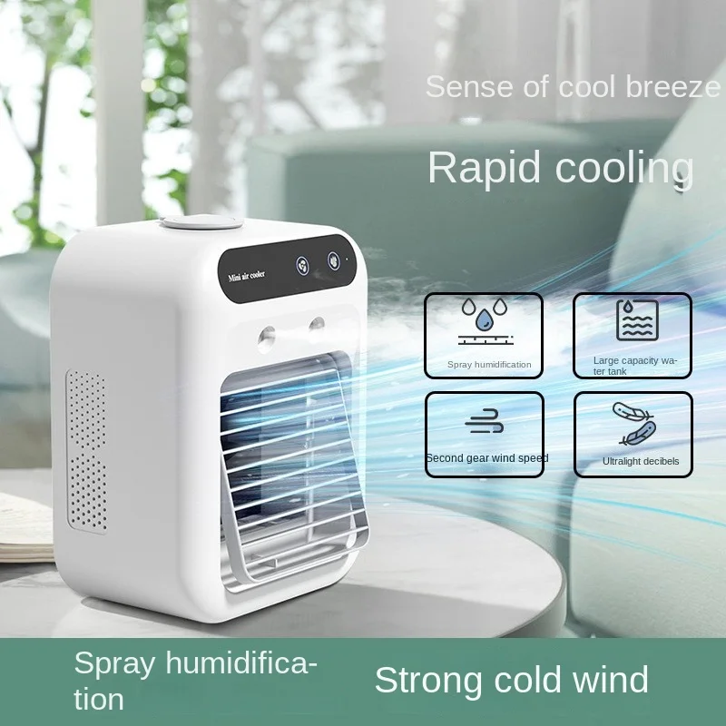 Portable Small Household Air Conditioner Fan for Dormitory, Mist Cooling Fan with Humidification