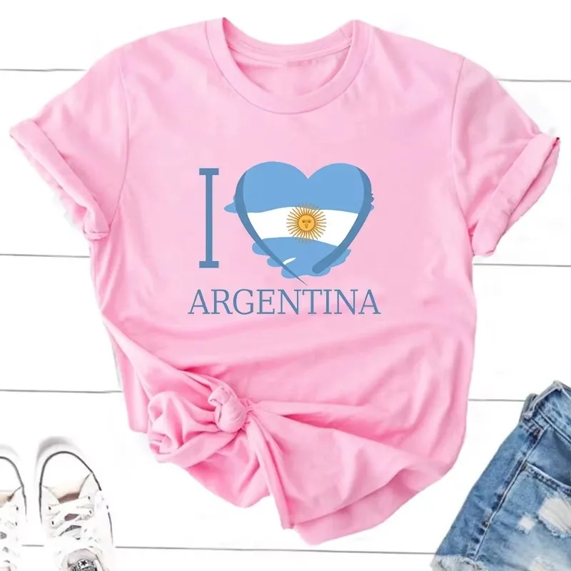 I Love Argentina T-shirts Women Men Casual Argentine T Shirt O Neck T Shirts Oversized Argentinian Flag Graphic Tees Clothes