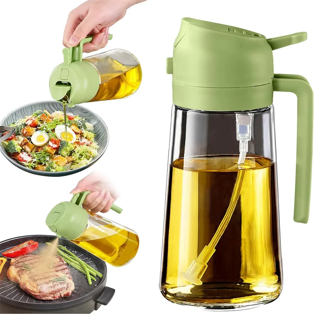 Olive Oil Sprayer Mister for Cooking,16oz/470ml Glass Oil Spray Bottle,2 in 1 Food-grade Oil Dispenser Bottle For Kitchen