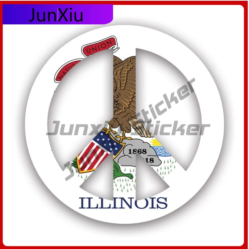 

Illinois Flag Peace Weather Resistant Waterproof Cartoon For Laptop Bumper Truck Self Adhesive Easy To Remove Decor Motorcycle