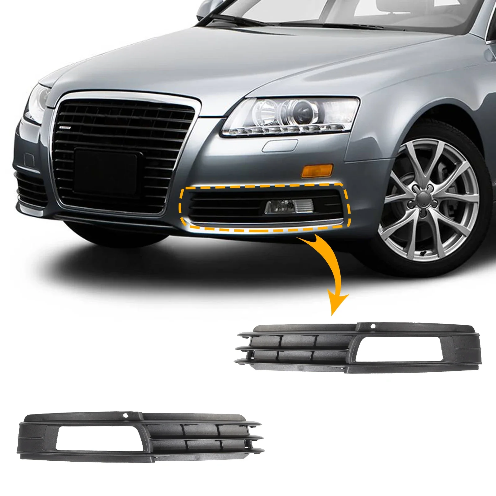 

Car fog lights grill cover bumper lower grille Front Bumper For Audi A6 C6 4f 2009 2010 2011 4F0807681P 4F0807682P