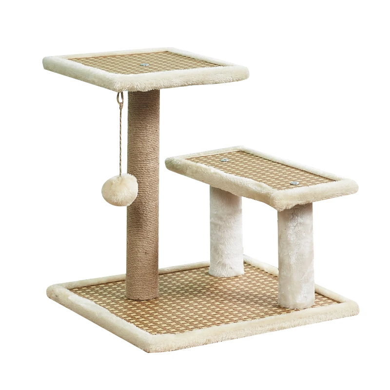 Factory Tall Sisal Kitten Cat Tower Furniture Plush Cover Sisal Column Ball