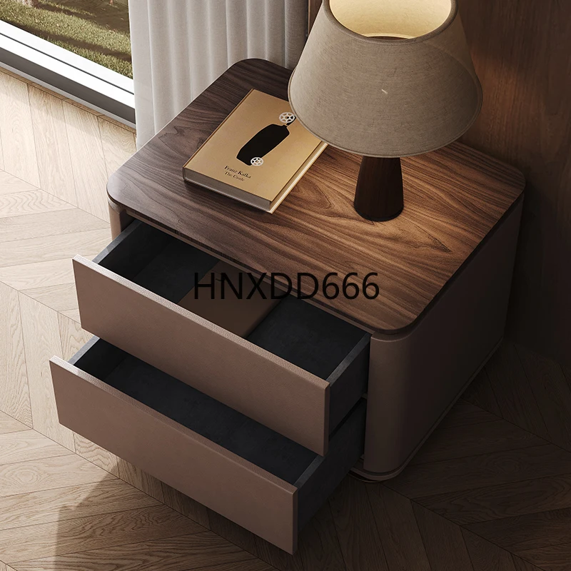 Villa light luxury black walnut bedside table