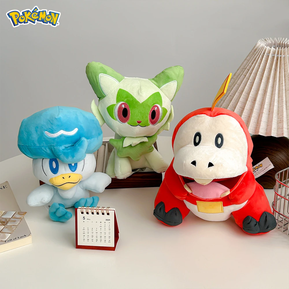

20CM Kawaii Pokemon Anime Peripherals Sprigatito Quaxly Fuecoco Cartoon Plush Doll Girl Bed Pillow Birthday Gift
