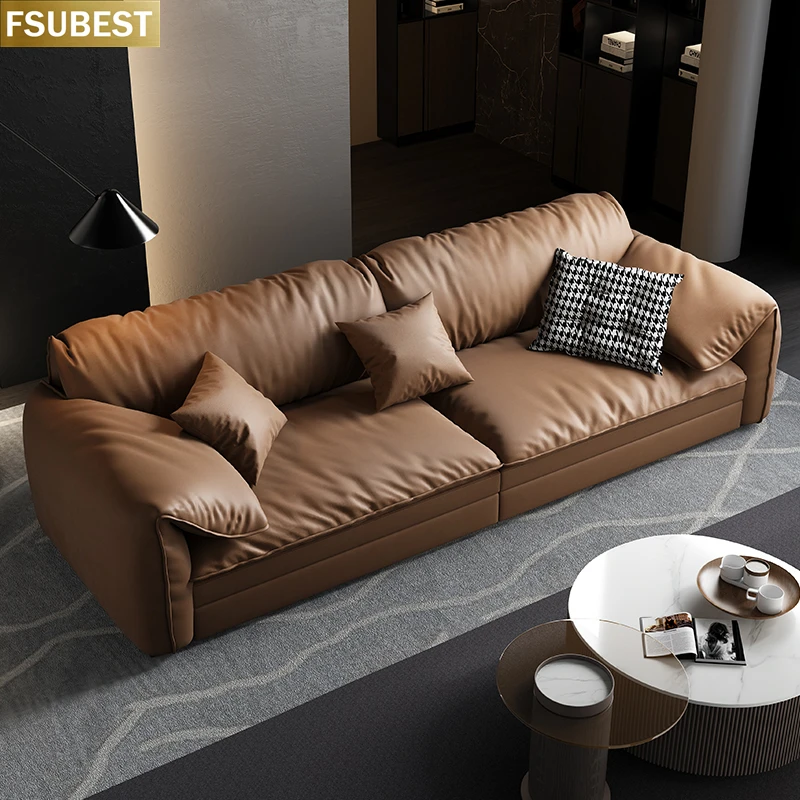 Italian Minimalist Technology Cloth Sofa Elephant Ear Down Light Luxury Living Room Small Apartment Fabric Sofa Couch