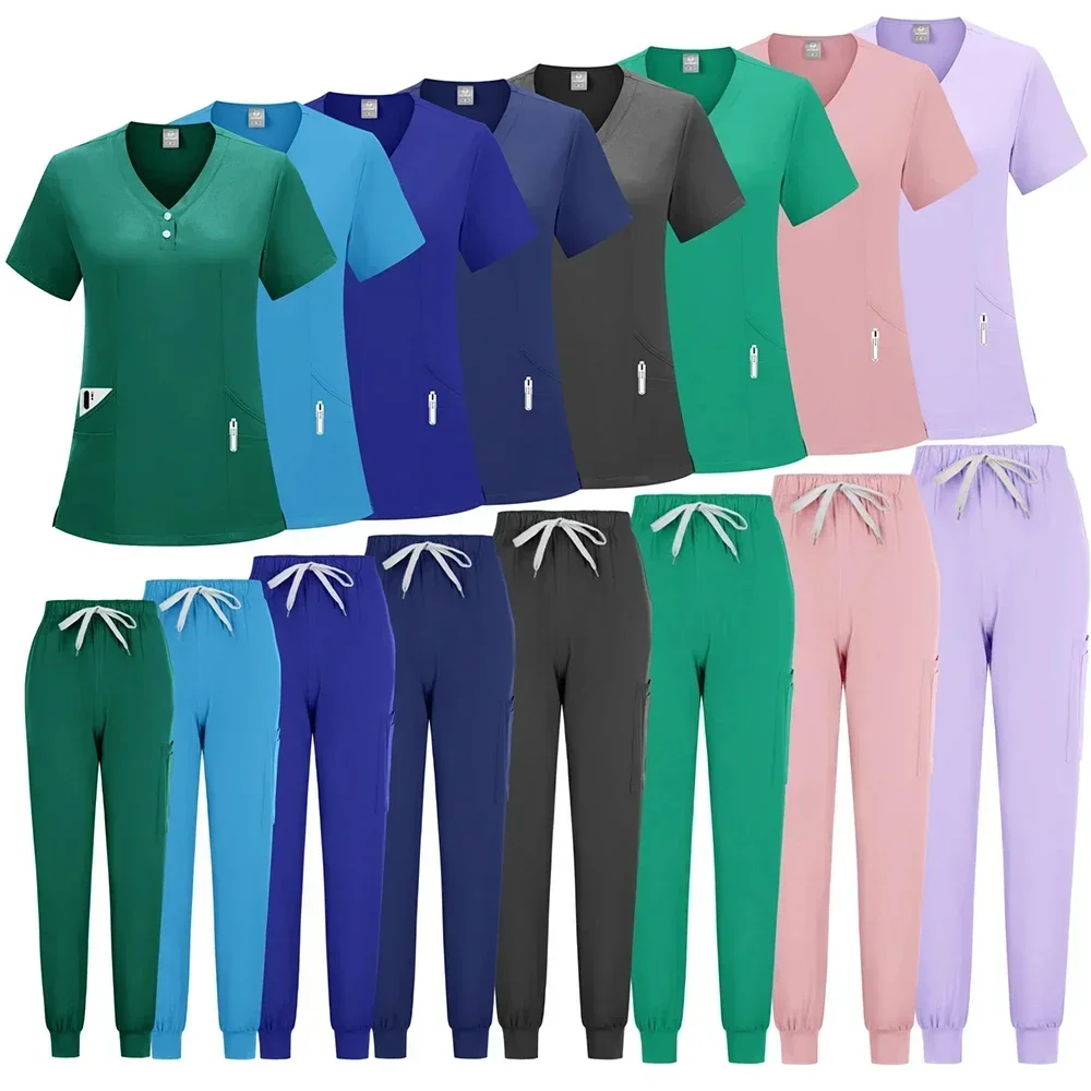 Multicolor Jogger Suit para Mulheres, Scrub Set, Doctor Workwear, Enfermeira Scrubs Set, Uniformes Cirúrgicos Médicos do Hospital, Atacado