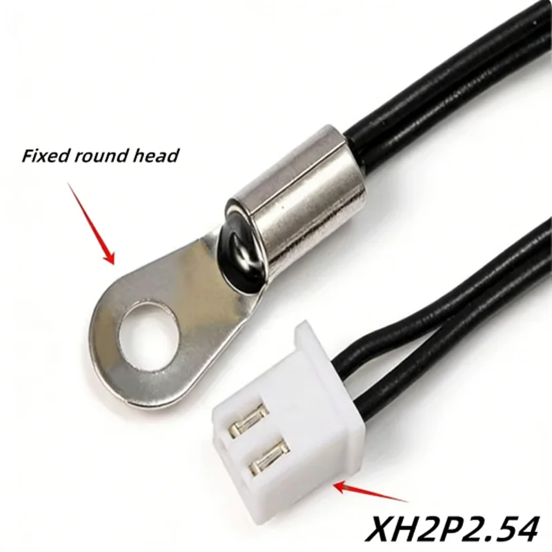 1-2P NTC Thermistor with 1% Temperature Sensor 5/10/15/20/50/100/200K Temperature Sensing Probe M4 Wire Ear Fixing OT Round Head