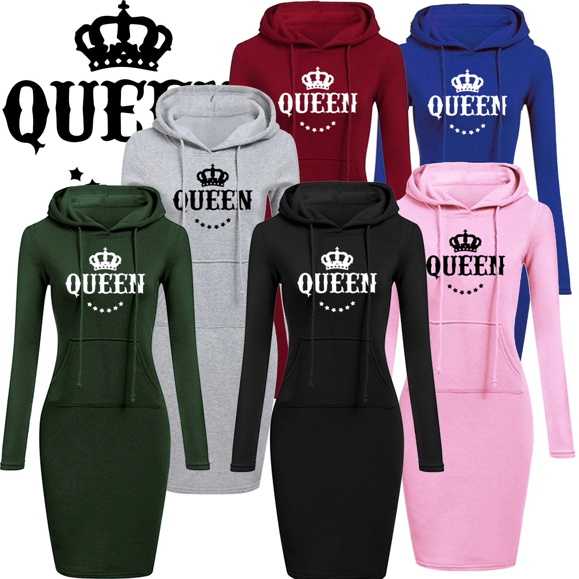 Damska wąska bluza z kapturem Sukienka Casual Spódnica do kolan Bluza z kapturem Wysokiej jakości bluza z kapturem Casualowa damska spódnica z kapturem Queen