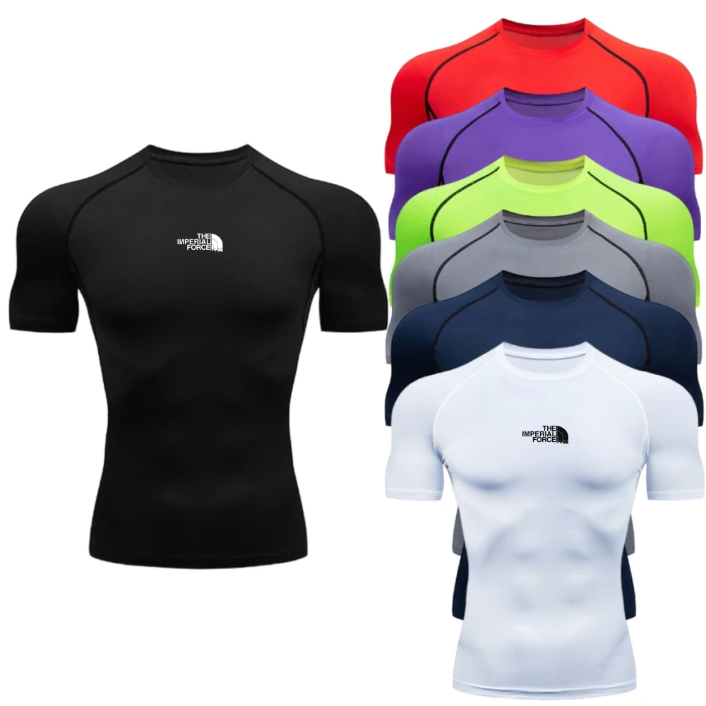 

Men's Compression T-Shirt, Short Sleeve Activewear, Stretchable Sports Top, Quick Dry Workout Shirt, Multi-Color Options