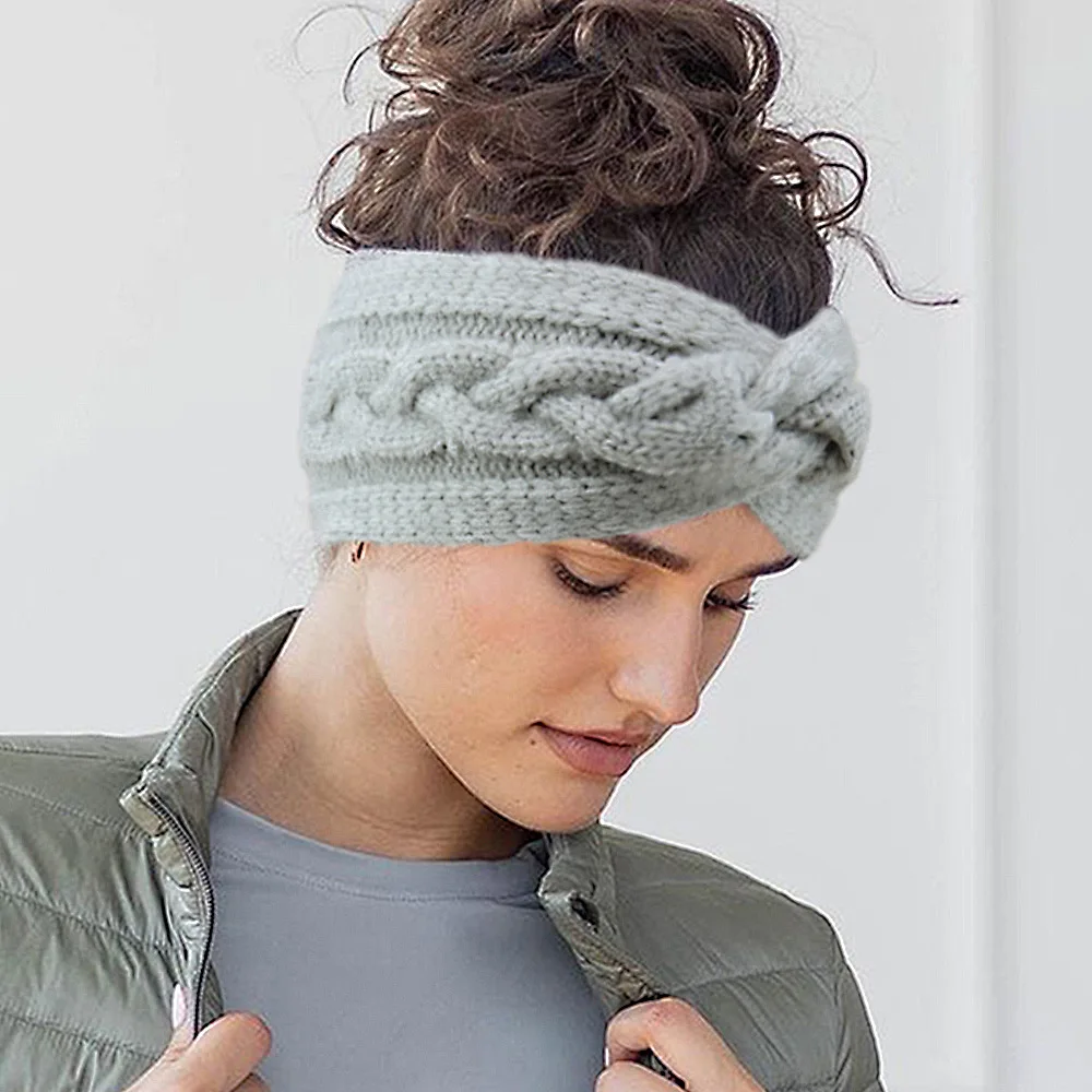 New Fashion Fried Dough Twists Cross Headband For Women Elegant Wide Brim Hair Bands Autumn Winter Ear Warmers Makeup Head Bands
