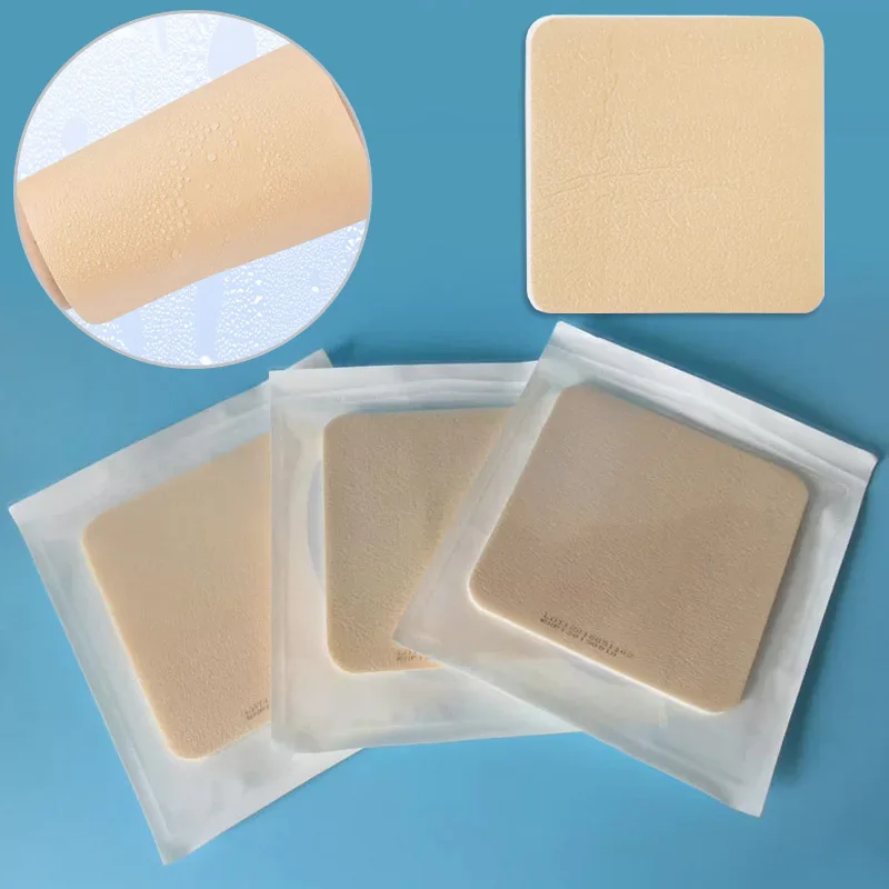 10PCS Silicone Adhesive Dressing Wound Healing Foam Absorbent Dressing No Border Dressing Patch 10cm*10cm Individual Packaging
