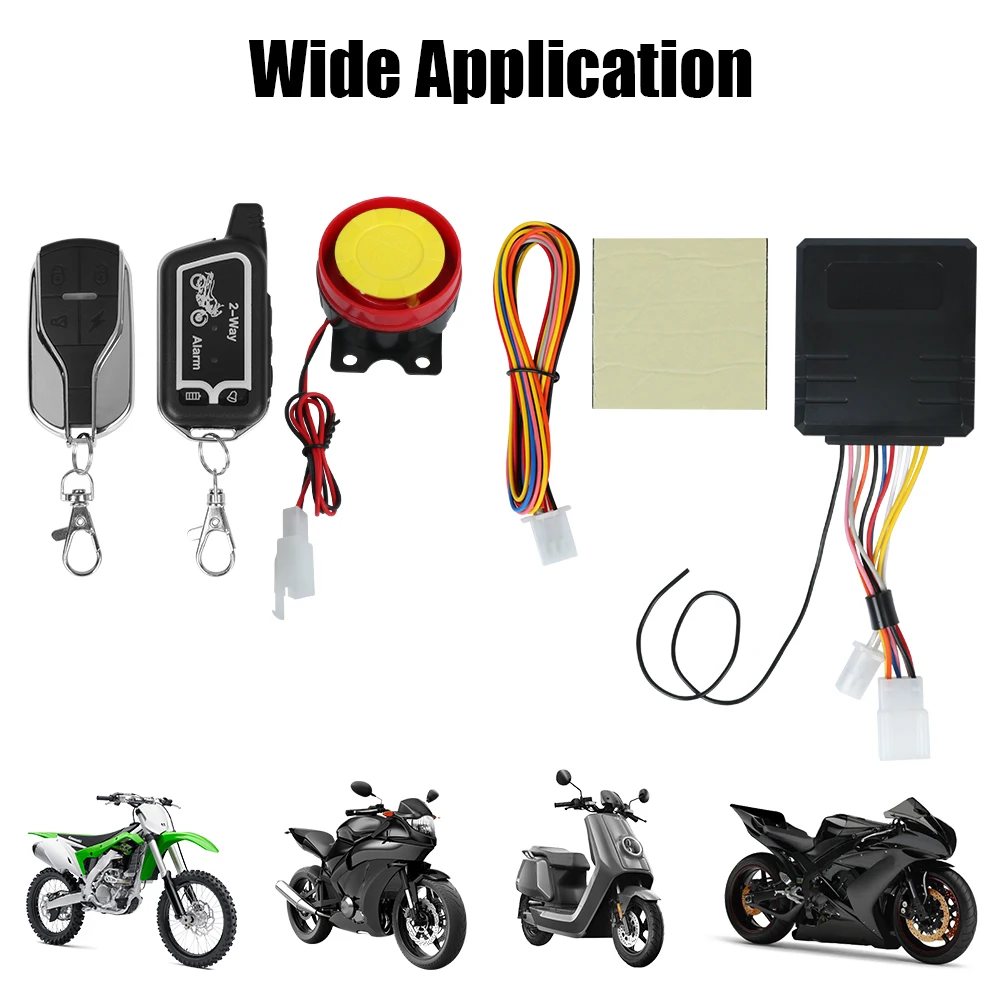 Motorcycle 2 Way Alarm System E-bike Scooter Motorbike Security System 12V Remote Control Anti-theft Protection