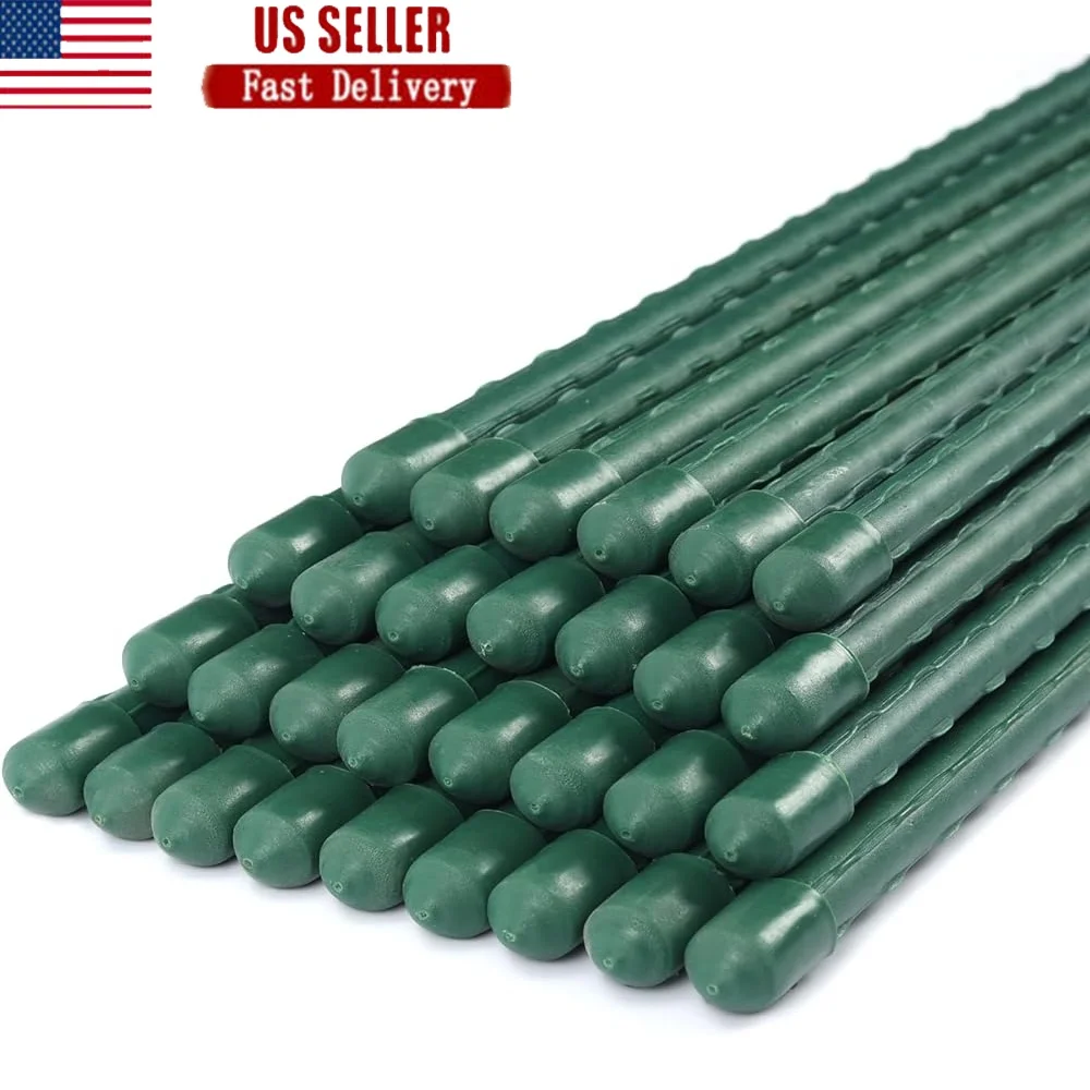 

72 Inches Steel Garden Stakes Pack of 25 Durable Plant Supports Tomato Stakes Rustproof Hollow Design Trees Flowers