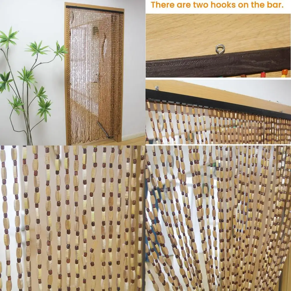 

Красочная богемная занавеска из бисера, 36x79 дюймов, радужные деревянные бусины для прихожей