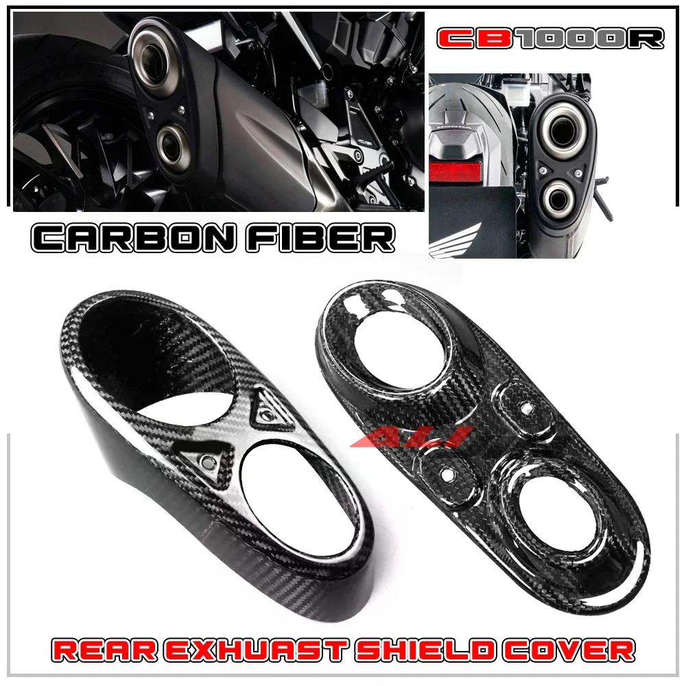 100% Carbon fiber Motorcycle Rear Exhaust Pipe Heat Inner Inside Outside Shield Cover Guard Fairing For HONDA CB1000R 2018-2023