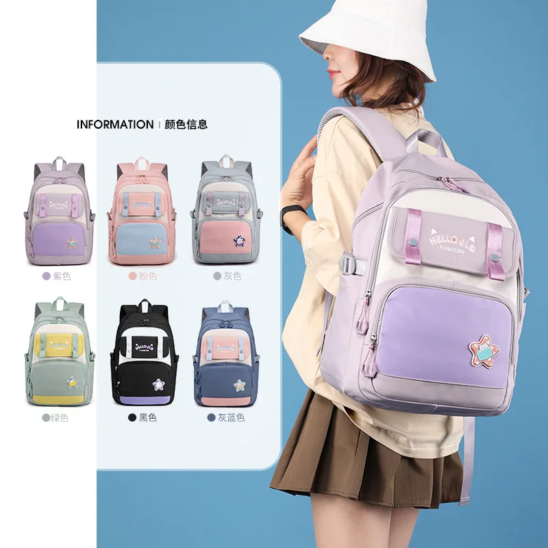 Mochilas escolares ligeras de moda para niñas adolescentes, bolsas de viaje casuales impermeables de gran capacidad para mujeres, mochilas escolares para estudiantes