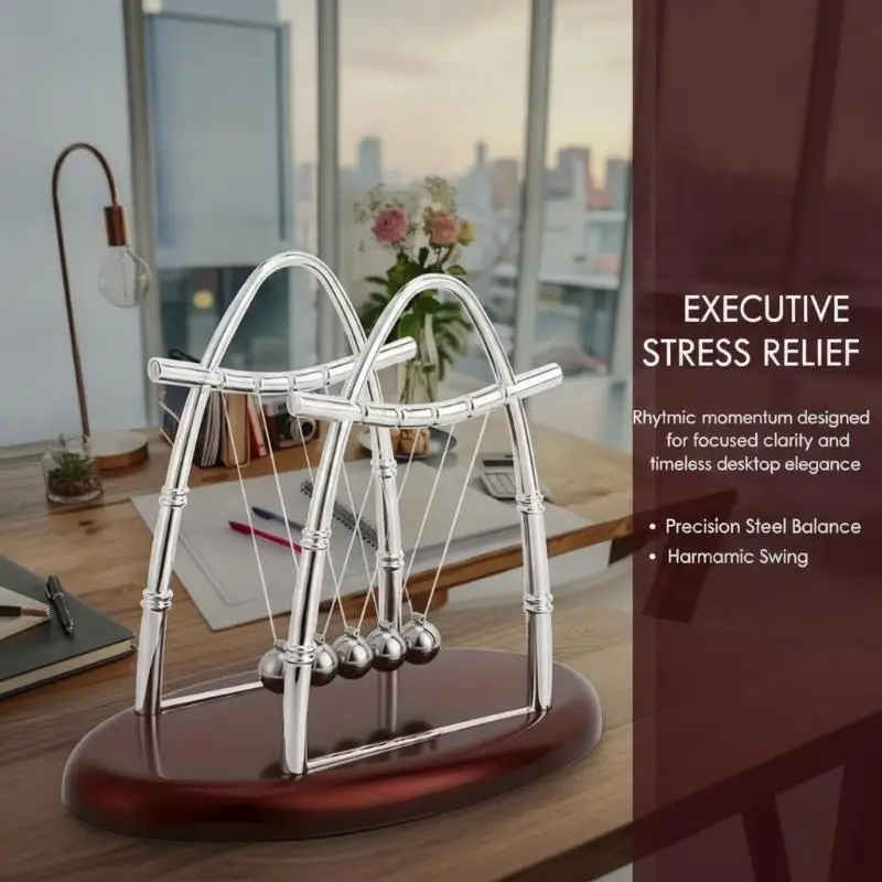 Newton Cradle Collision Balance Steel Balls Educational Physics Toy for Classroom Teaching Home Office Stress Relief