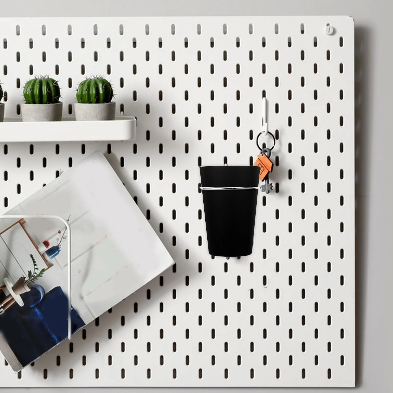 

6Pcs Pegboard Cups Plastic Organizer Round Storage Bins Hooks for Tool Holder Workshop Garage Office Wall Organizer