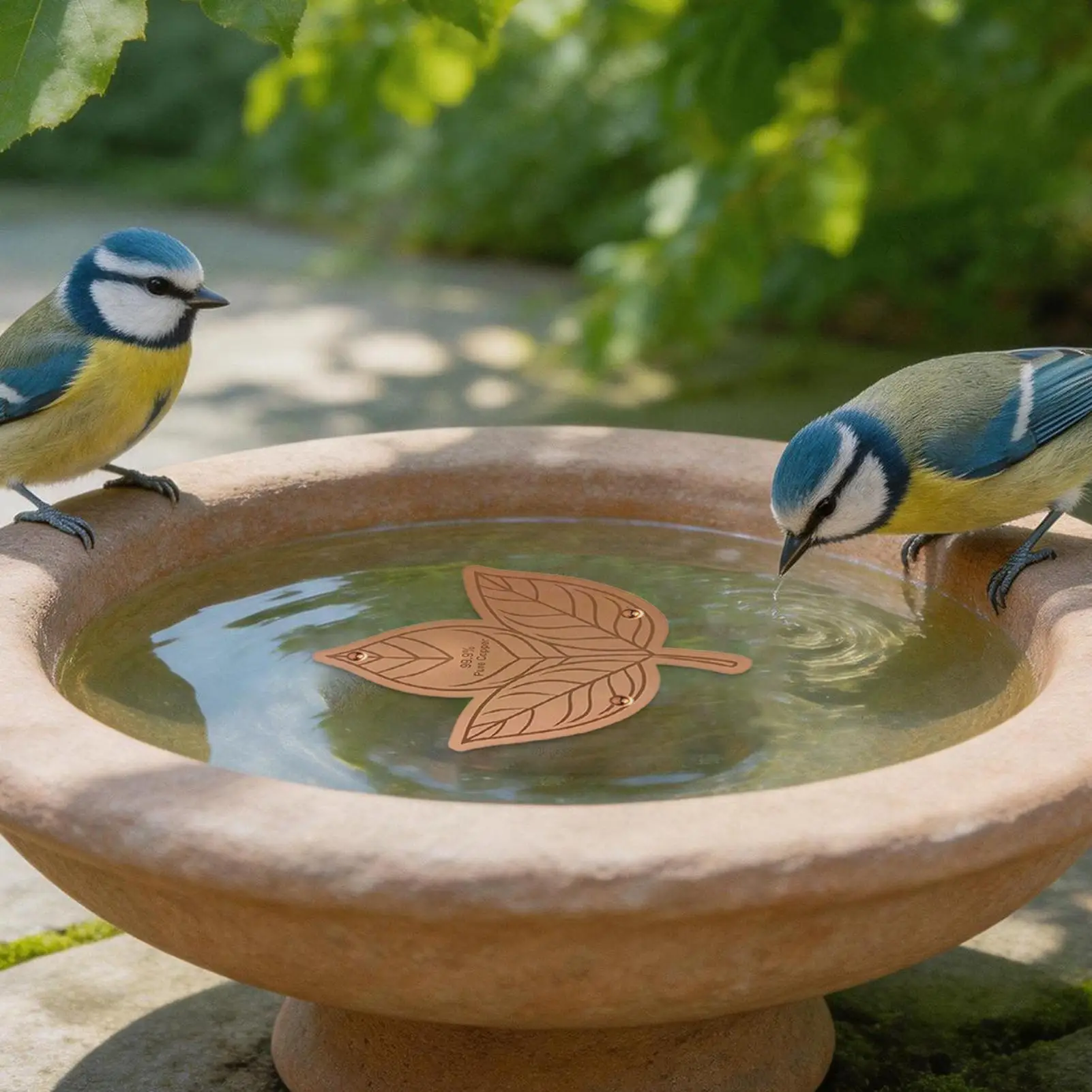 Bird Bath Copper Disk Triple-Point Support Plate Birdbath Cleaner Copper Bird Bath Purification Disk For Outdoors Backyard Porch