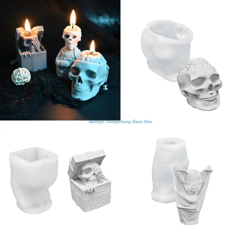 E56A Reusable Silicone Mold for Crafting Halloween Theme Aromatherapys Mold