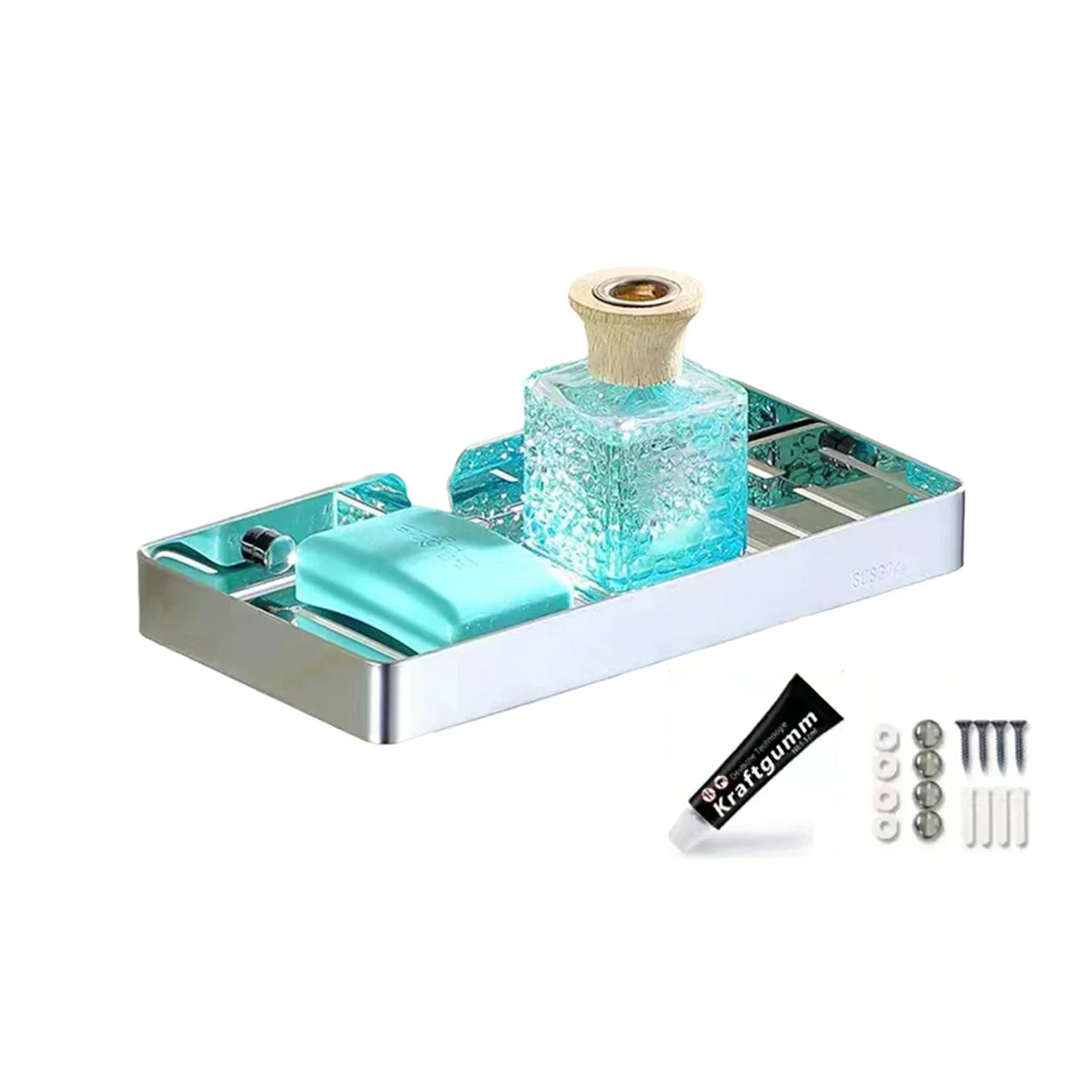 Storage Rack Soap Rack Bathroom 4 Colors Options Stainless Steel Thickening Wall Mount With Two Hooks Practical