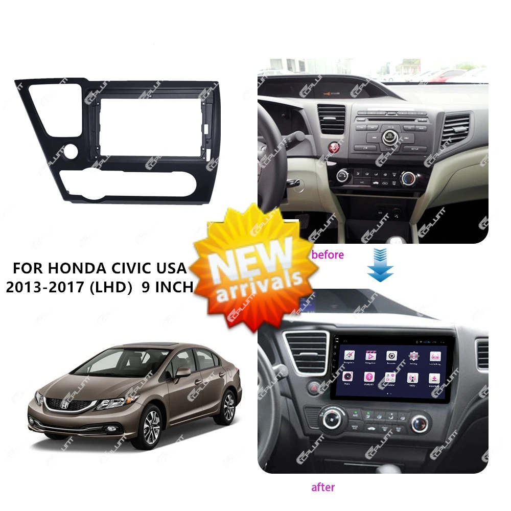 CPLUNT Car DVD Frame Fascia Adapter For HONDA CIVIC USA 2013-2017(LHD)9 INCH Android Radio Dash Fitting Panel Kit