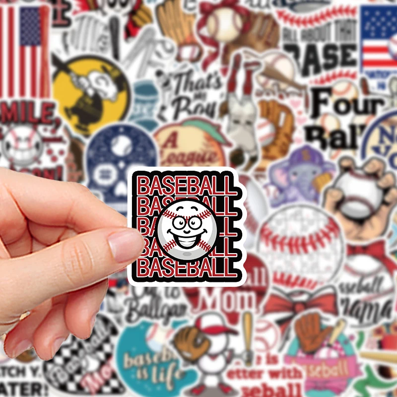 50PCS Cartoon Baseball Sports Stickers Creative Graffiti Decals DIY Decor for Stationery Guitar Skateboard Laptop Outdoor Kids