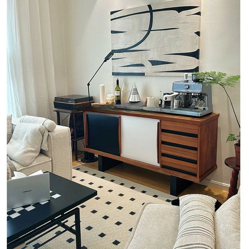 레트로 스타일 현관 수납장 벽면 설치형 다기능 다이닝 사이드 캐비닛 수납 소파 사이드 캐비닛