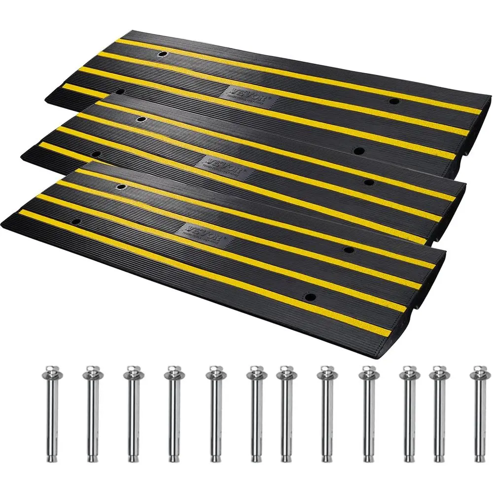 

Набор из 3 прочных резиновых пандусов для подъездных путей, 48 дюймов в длину x 2,6 дюйма в высоту, подходят для низкопрофильных автомобилей, инвалидных колясок и тяжелых грузов. 12 футов