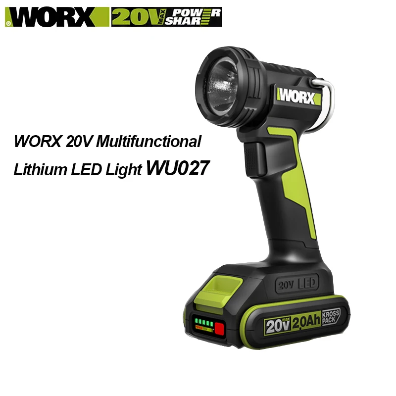 worx wu027 20v bateria de litio multi funcao lanterna ao ar livre portatil led luz universal ampla interface ferramentas eletricas 01